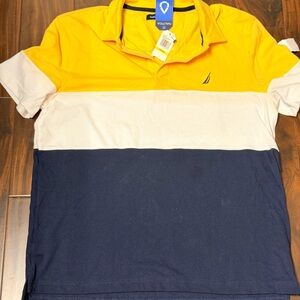 Nautica Men's Polo in Yellow, White, and Navy